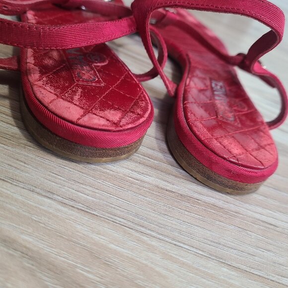 Chanel Sandals Red Quilted Leather Size 38 Chain - Picture 3 of 7